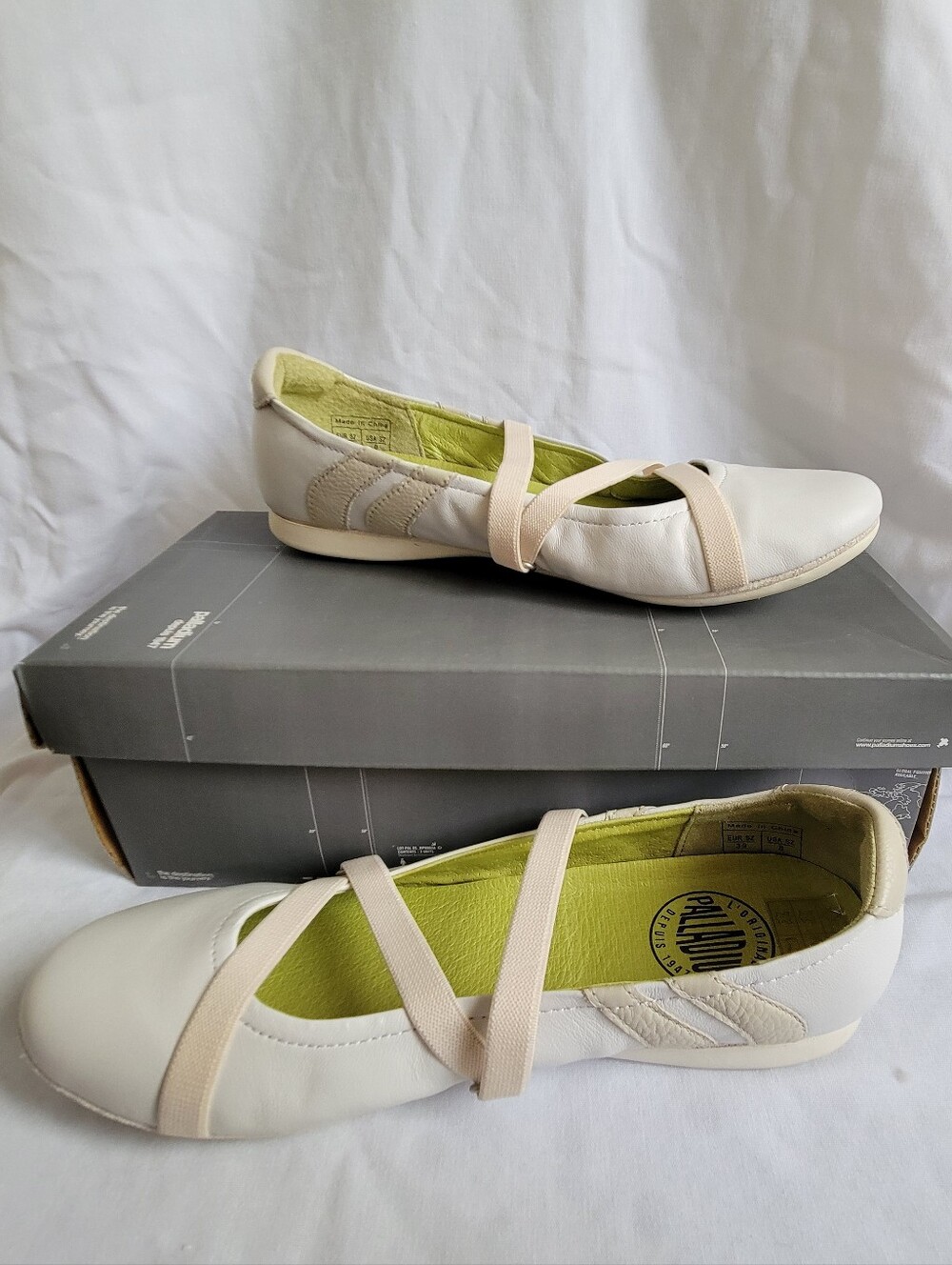 Palladium Sporty Cream Ballet Flats Sneakers with Elastic Cross Straps 8